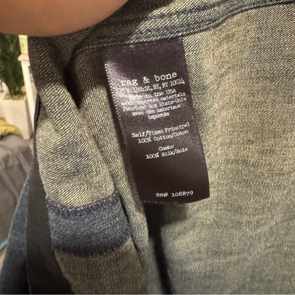 Rag & Bone Dress M Blue Denim Chambray Jean Short Shift Pocket Short Sleeve USA - Picture 4 of 4